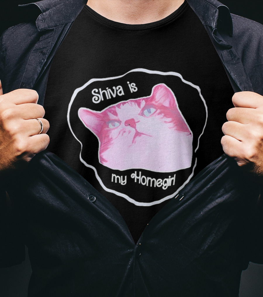 Shiva Is My Homegirl Pink Cat Face T-Shirt
