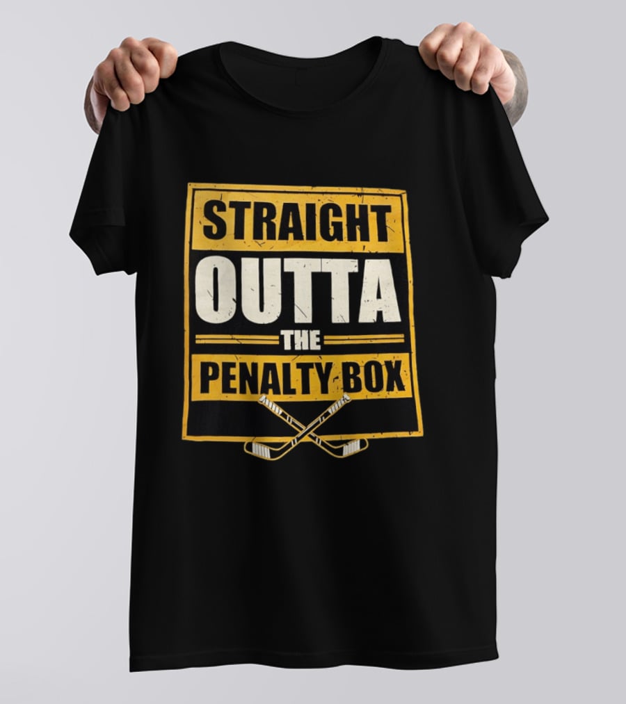 Straight Outta The Penalty Box Hockey Crossed Sticks T-Shirt