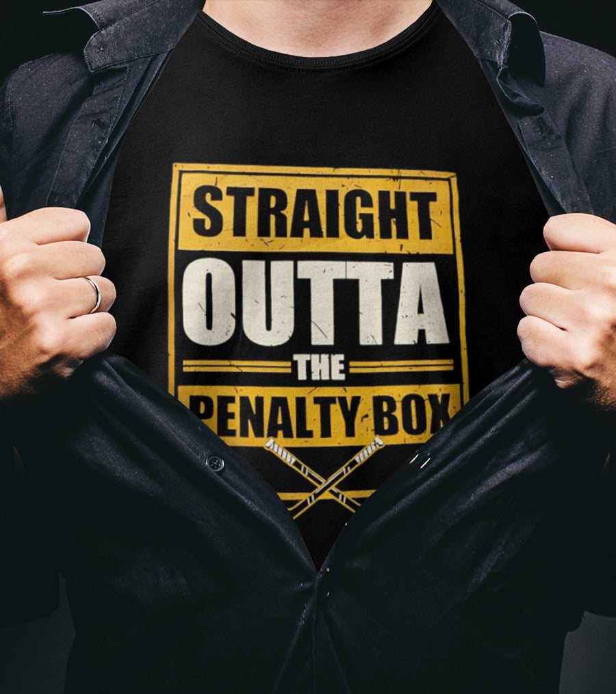 Straight Outta The Penalty Box Hockey Crossed Sticks T-Shirt