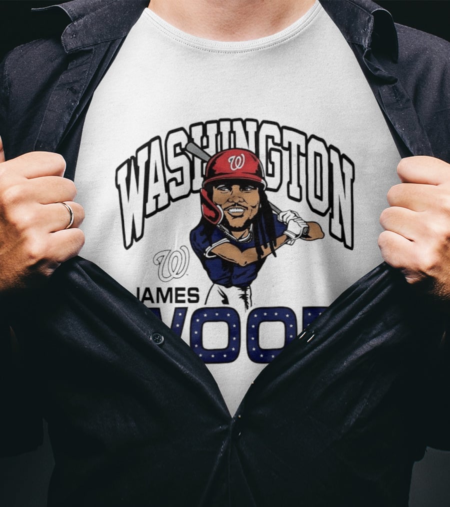 Washington Nationals James Wood MLB Baseball Caricature T-Shirt