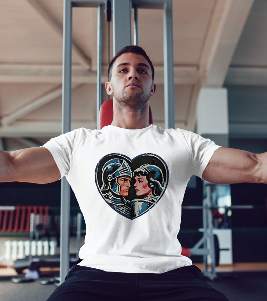 Couple Knight Medieval Dark Fantasy Heart Shape T-Shirt