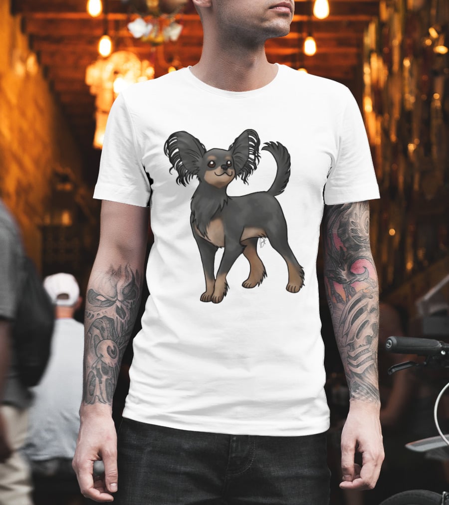 Russian Toy Dog Long Hair Black And Tan T-Shirt