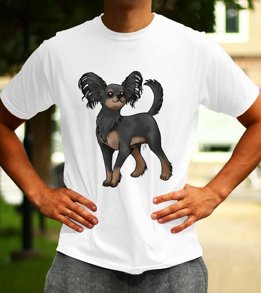 Russian Toy Dog Long Hair Black And Tan T-Shirt