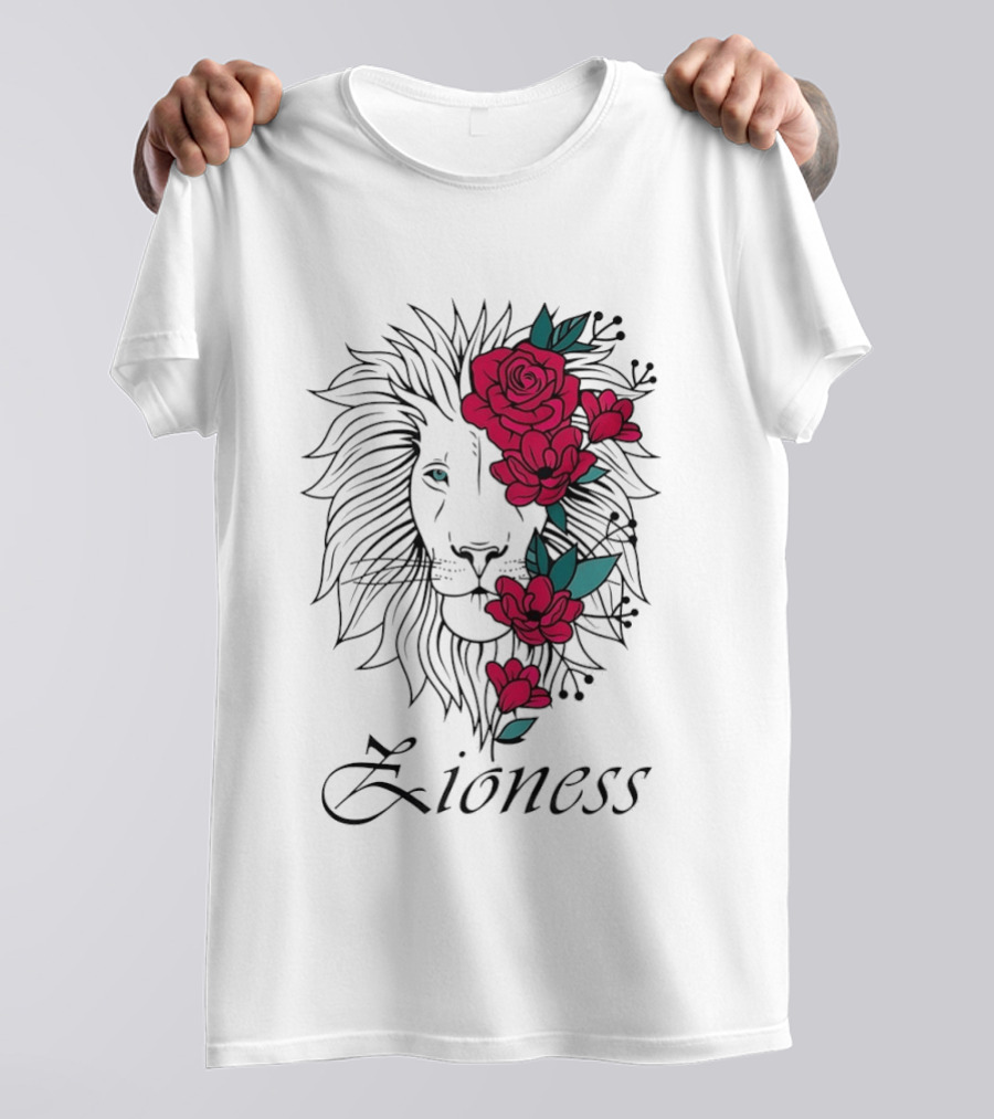 Lion Head Rose Lioness Zioness T-Shirt
