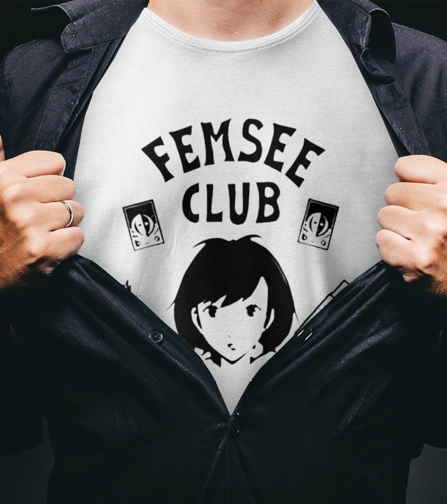 Femsee Club Anime Character With Gun And Card T-Shirt