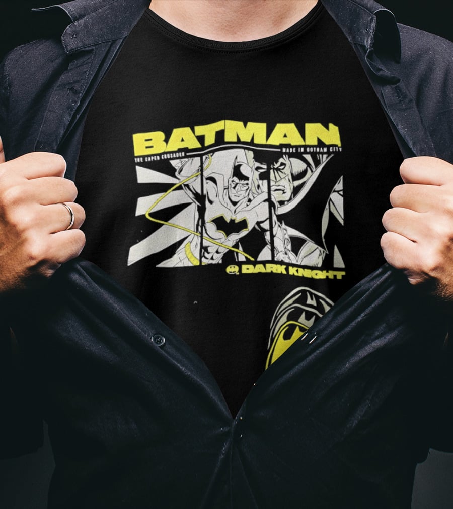 Batman Dark Knight Yellow Caped Crusader Montage T-Shirt