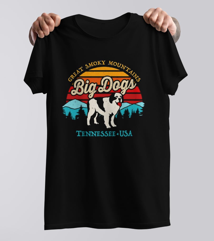 Great Smoky Mountains Big Dogs Tennessee USA Sunset Dog T-Shirt