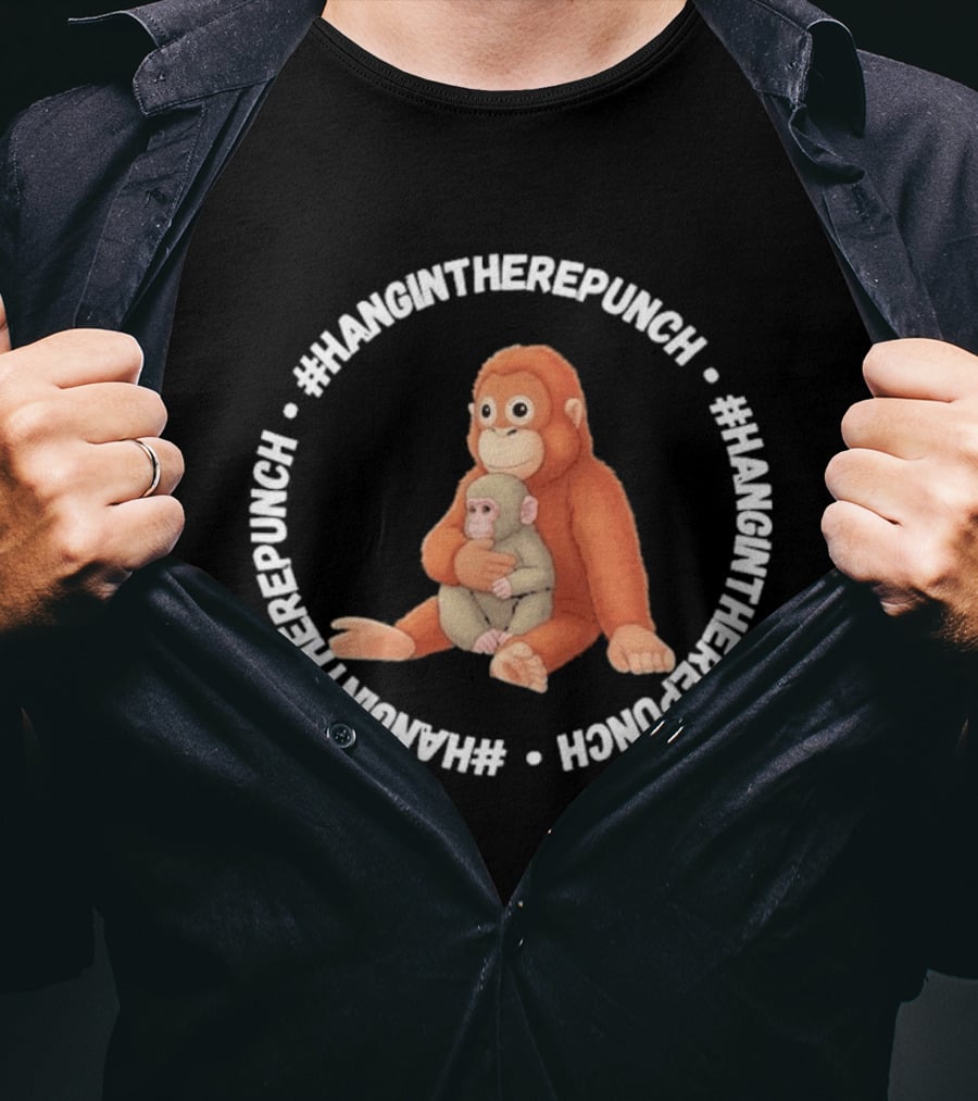 #HangInTherePunch Viral Monkey Pair Hug T-Shirt