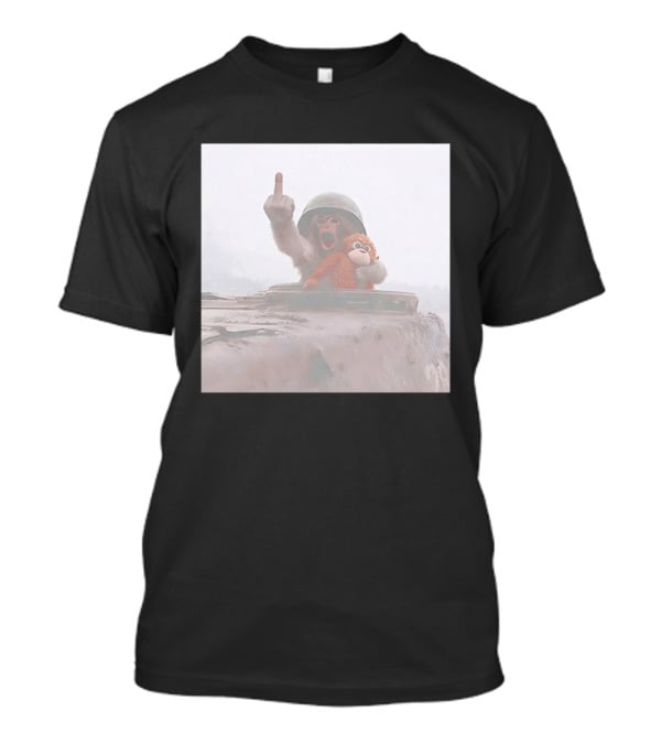 Monkey Middle Finger Gesture With Toy And Helmet On Vehicle T-Shirt