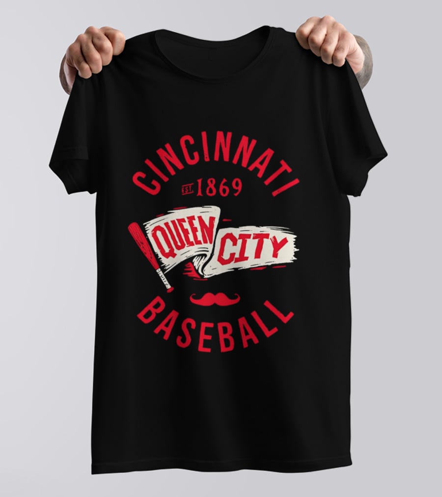 Cincinnati Queen City Baseball Est. 1869 Grunge Pennant T-Shirt