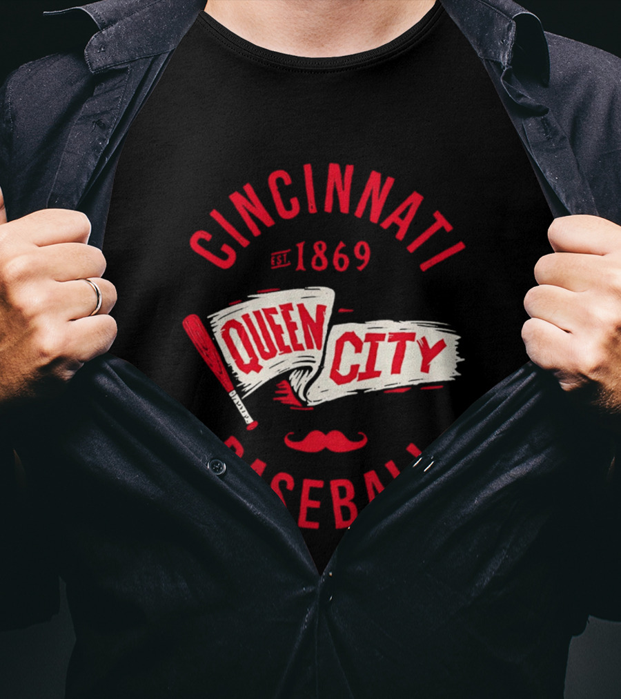 Cincinnati Queen City Baseball Est. 1869 Grunge Pennant T-Shirt
