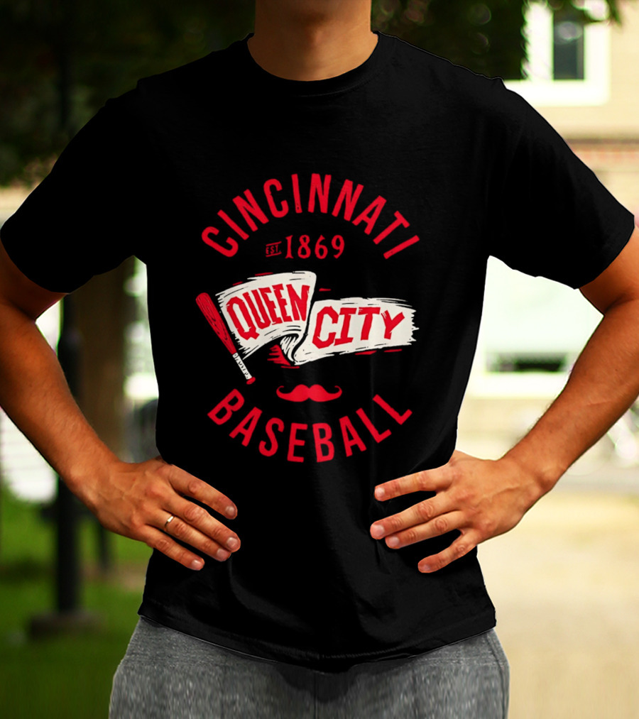 Cincinnati Queen City Baseball Est. 1869 Grunge Pennant T-Shirt