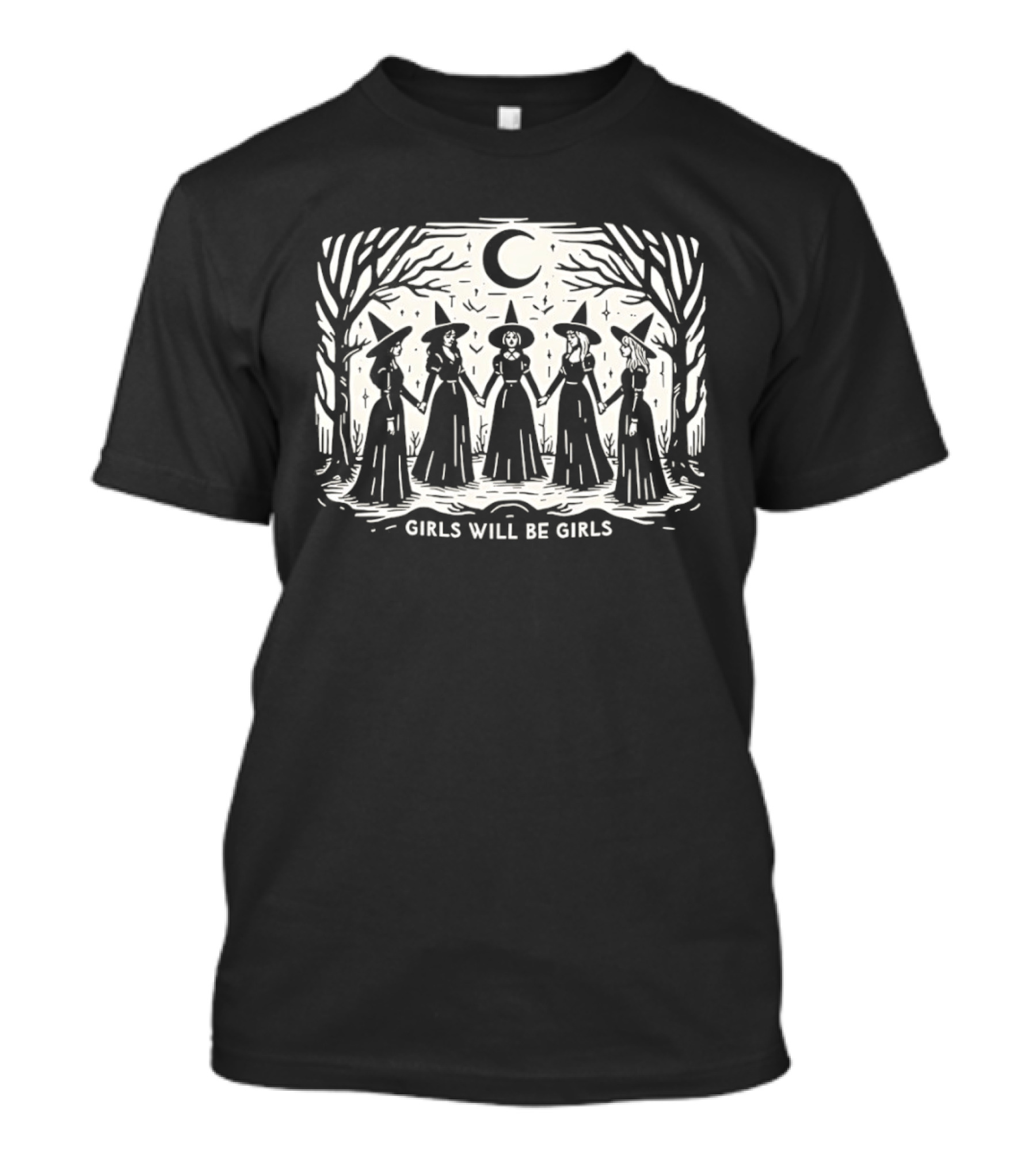 Witch Girls Will Be Girls Moonlit Coven Scene T-Shirt