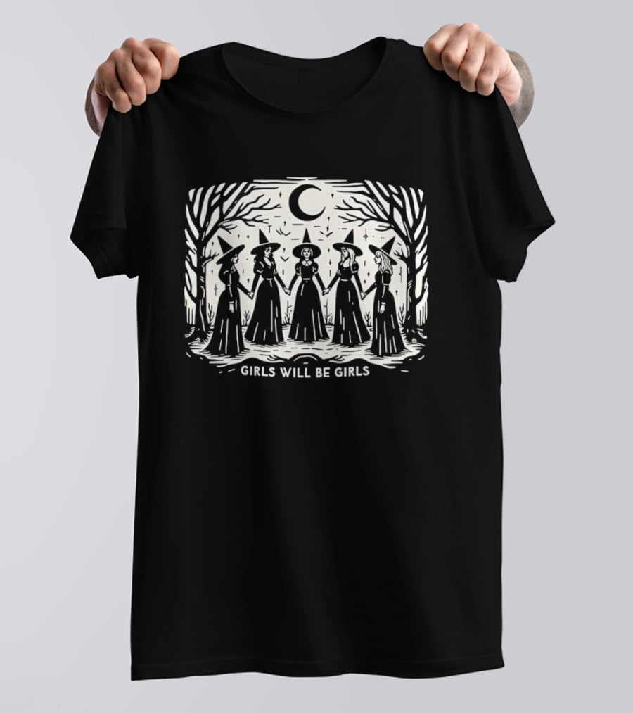 Witch Girls Will Be Girls Moonlit Coven Scene T-Shirt