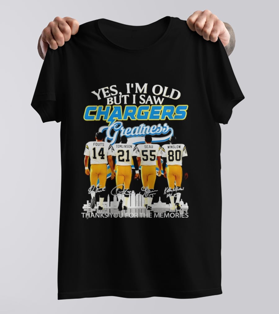 Yes I'm Old But I Saw Chargers Greatness Thank You For The Memories City Skyline T-Shirt