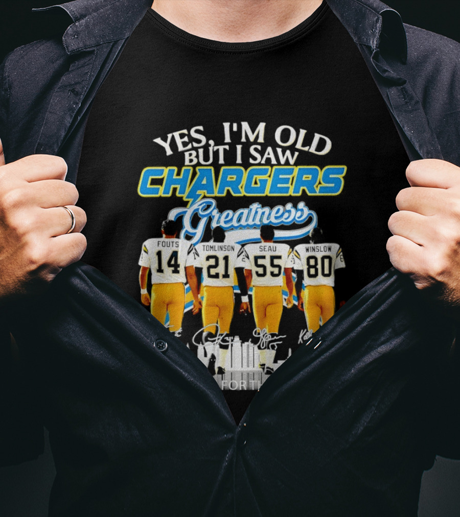 Yes I'm Old But I Saw Chargers Greatness Thank You For The Memories City Skyline T-Shirt