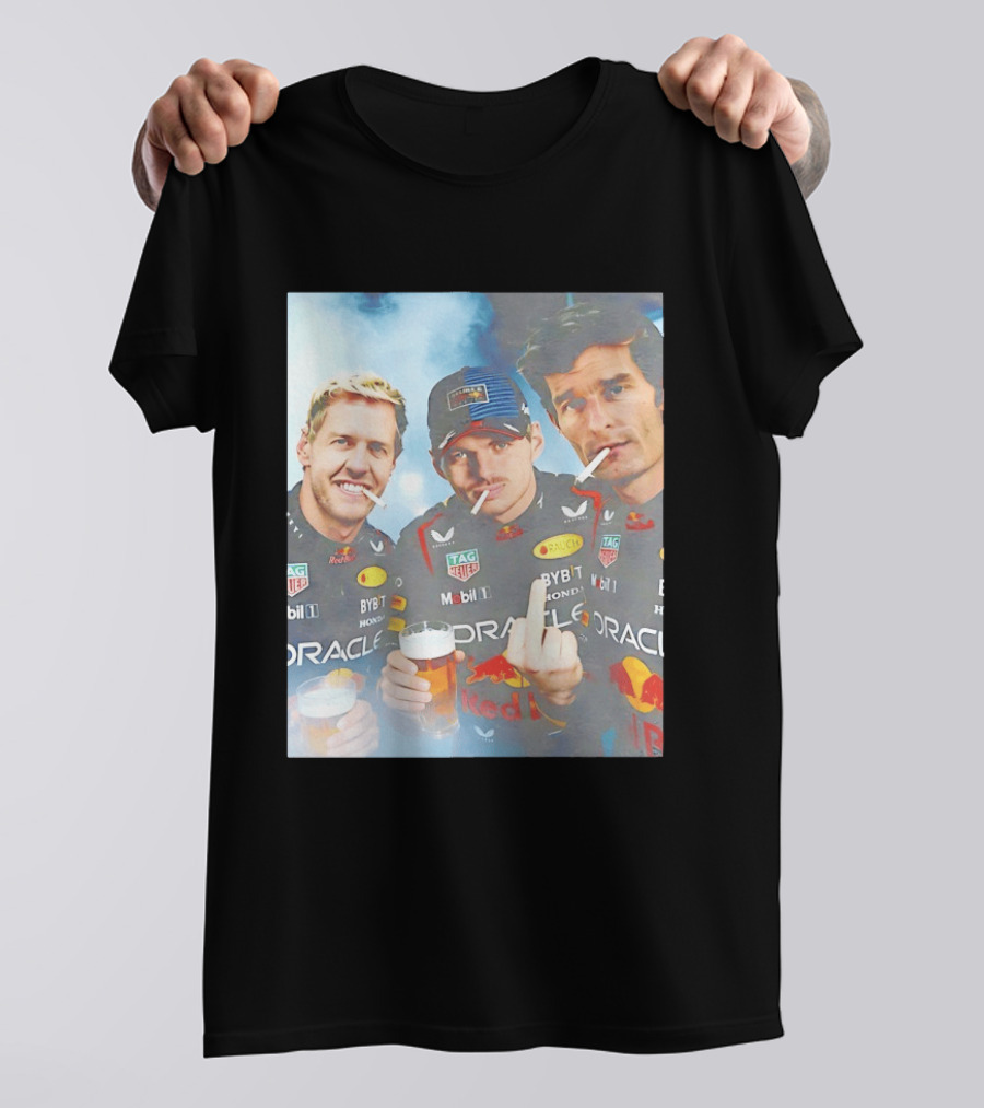 Red Bull Racing Vettel Verstappen Webber Smoking Fun F1 Legends Team Oracle T-Shirt