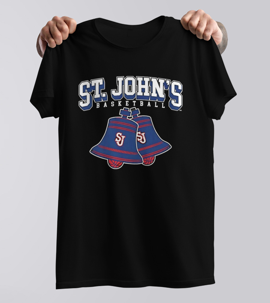 St. John's Basketball SJ Blue And Red Bell Hoops T-Shirt