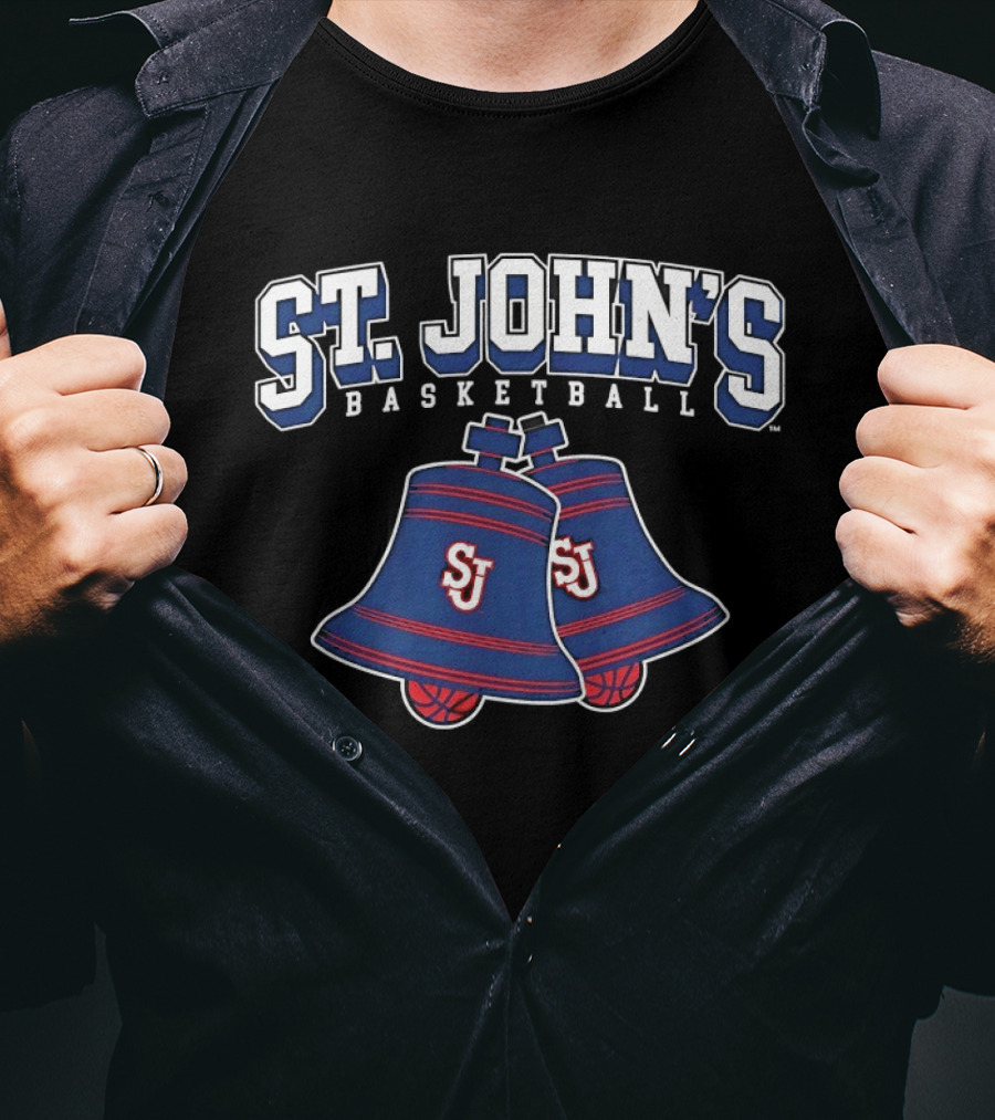 St. John's Basketball SJ Blue And Red Bell Hoops T-Shirt