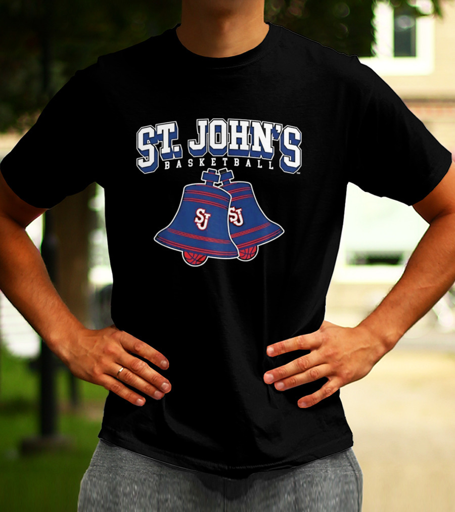 St. John's Basketball SJ Blue And Red Bell Hoops T-Shirt