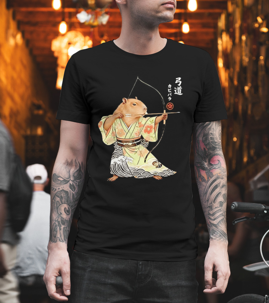 Capybara Kyudo Samurai Archery Japanese Animal T-Shirt