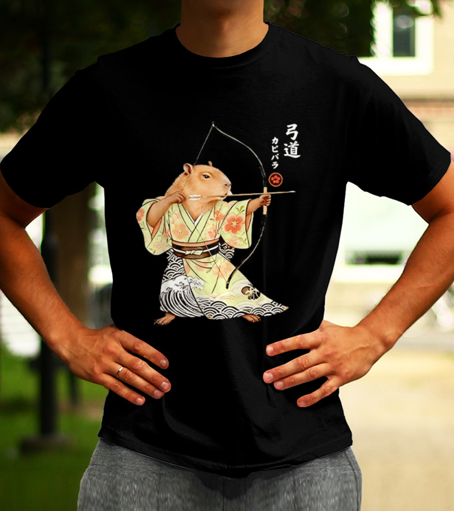 Capybara Kyudo Samurai Archery Japanese Animal T-Shirt