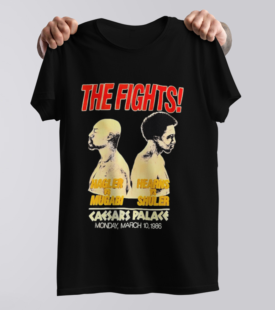 The Fights Hagler Vs Abi Hearns Vs Shuler Caesars Palace 1986 T-Shirt