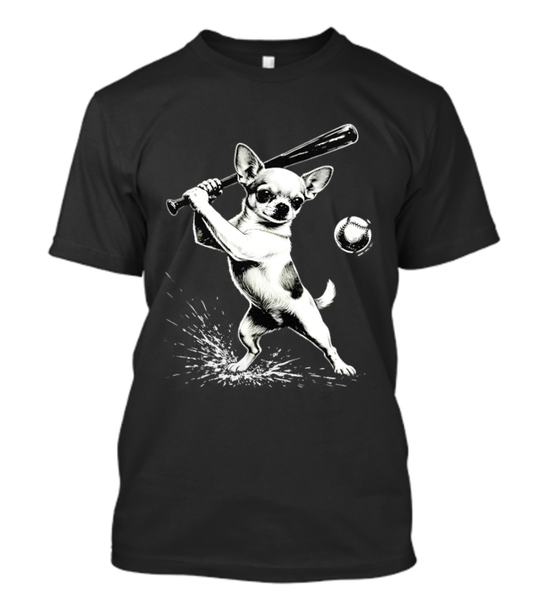 Chihuahua Playing Baseball Batting Cute Dog Sports Humor T-Shirt