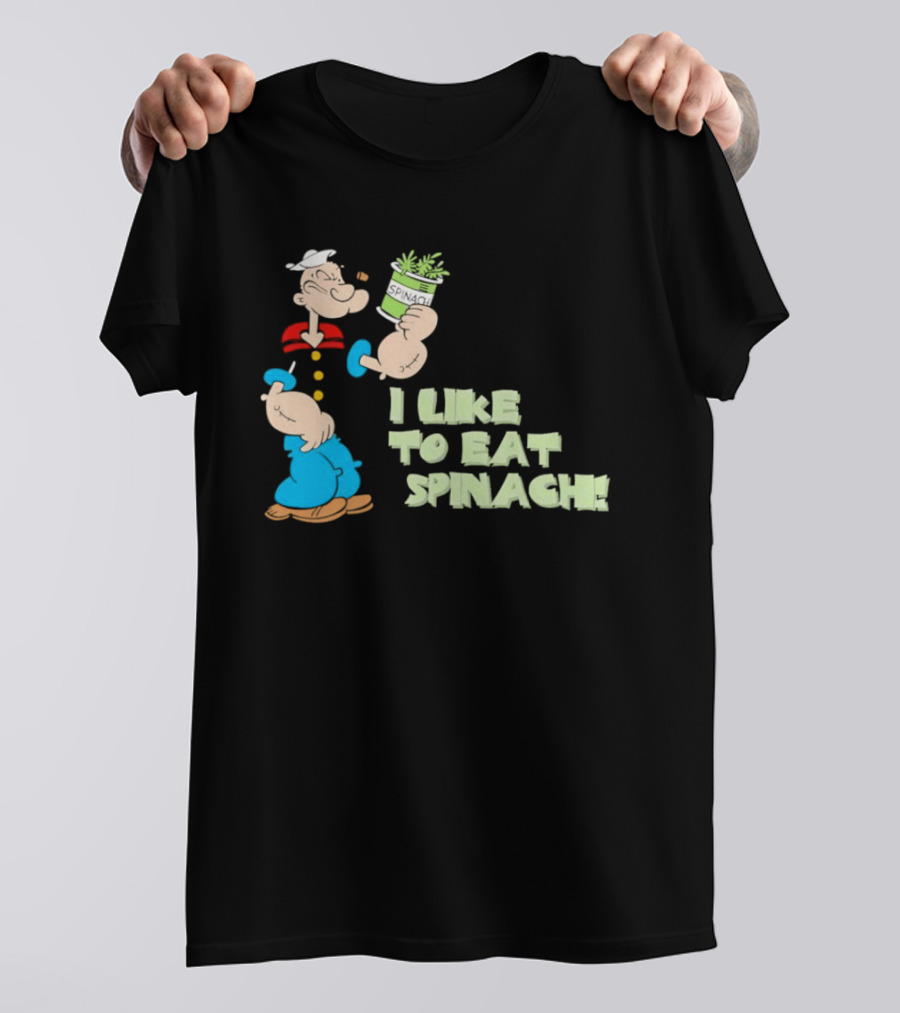 Popeye I Like To Eat Spinach Cartoon Character Eating Vegetables T-Shirt