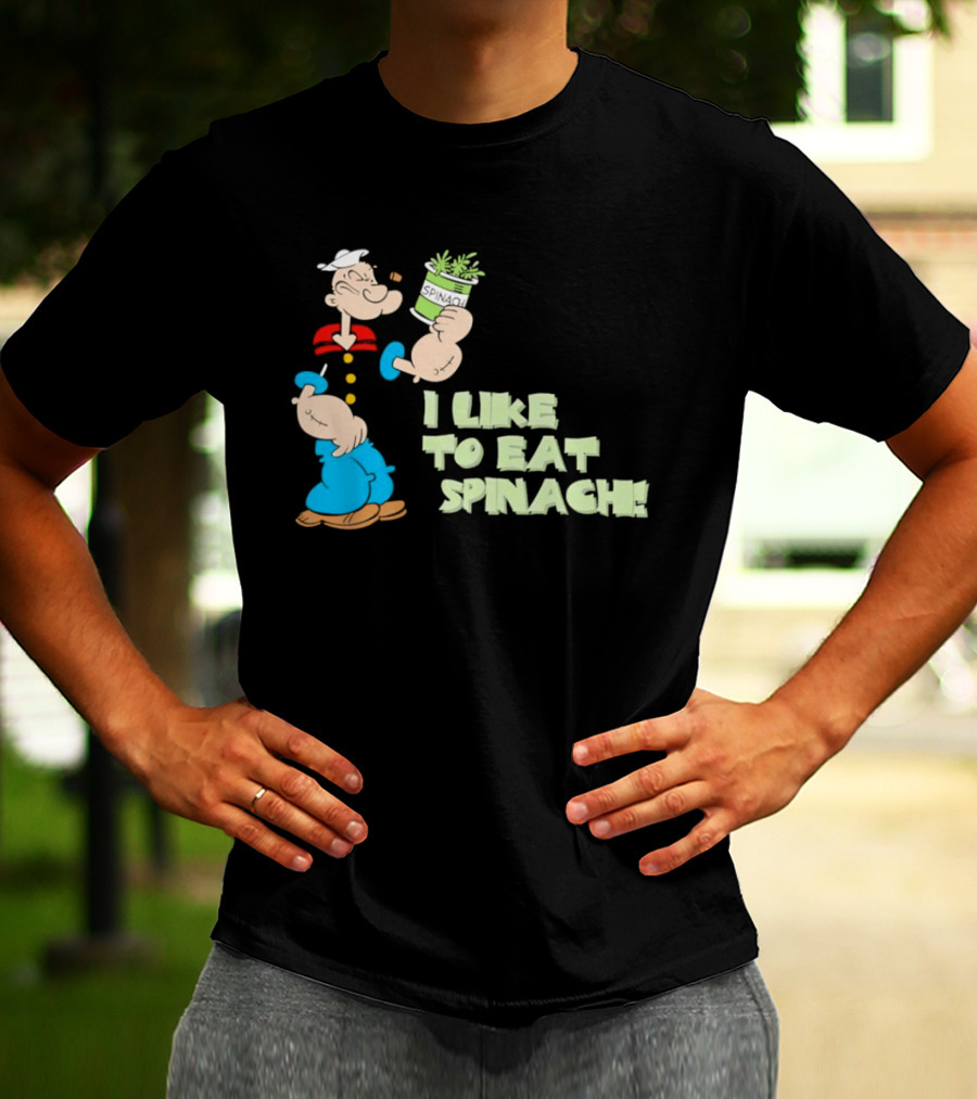 Popeye I Like To Eat Spinach Cartoon Character Eating Vegetables T-Shirt