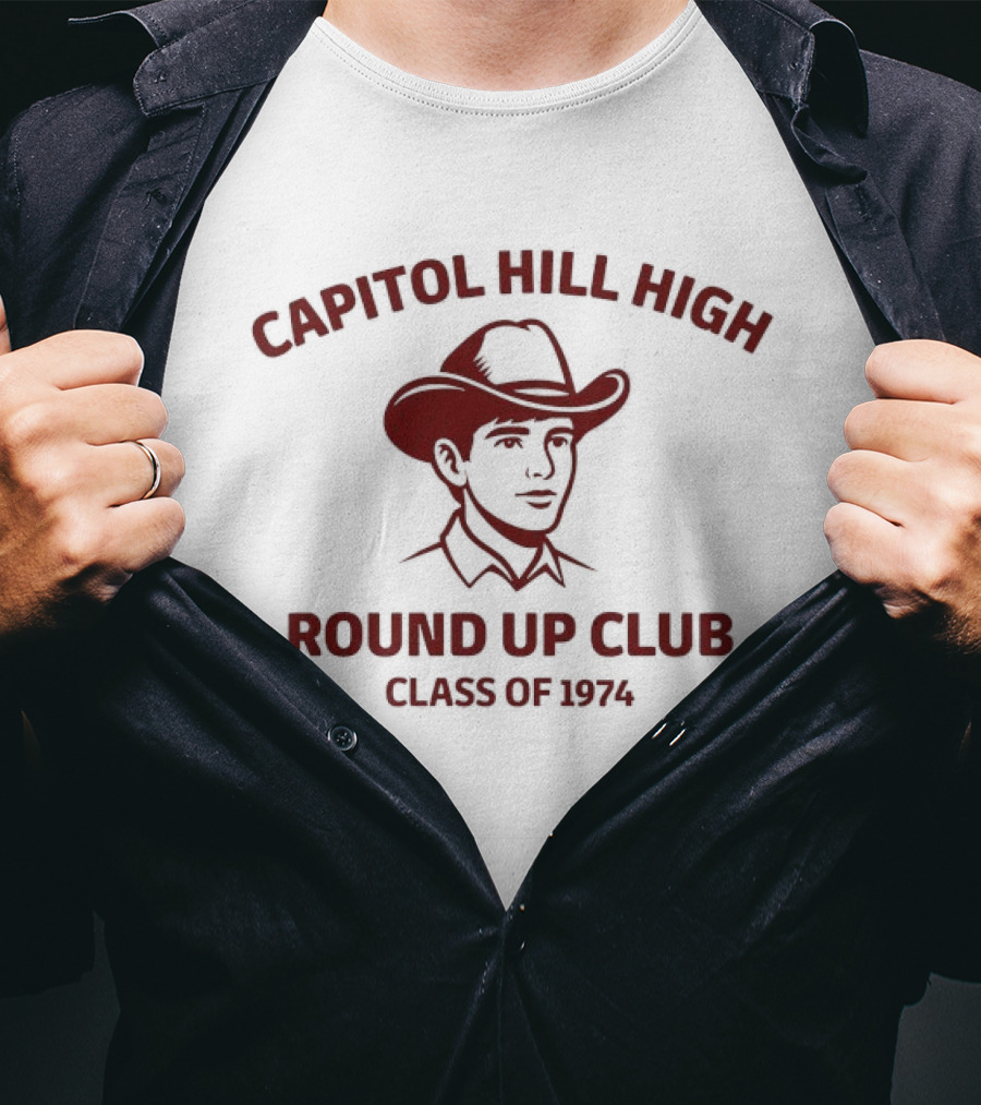 Capitol Hill High Round Up Club Class Of 1974 Cowboy Hat T-Shirt
