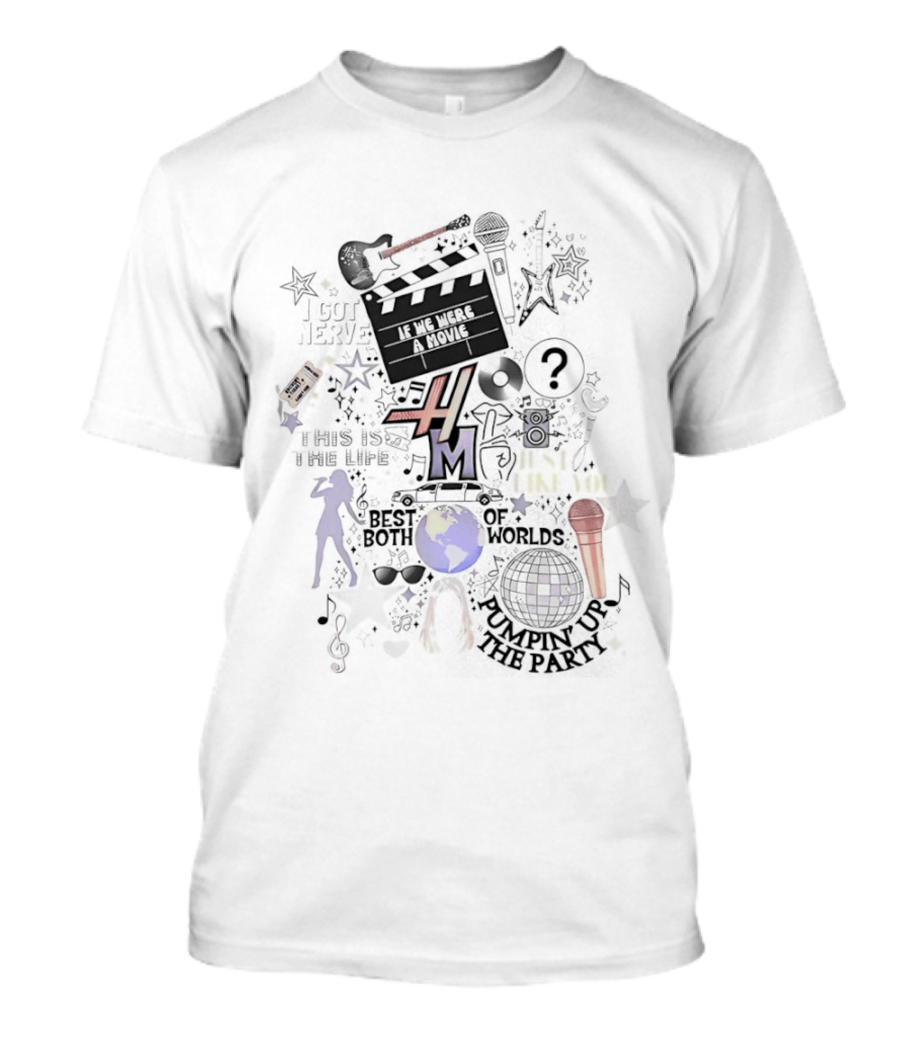 Hannah Montana Best Of Both Worlds 2026 Y2K Retro Music Theme Microphone Disco Stars T-Shirt