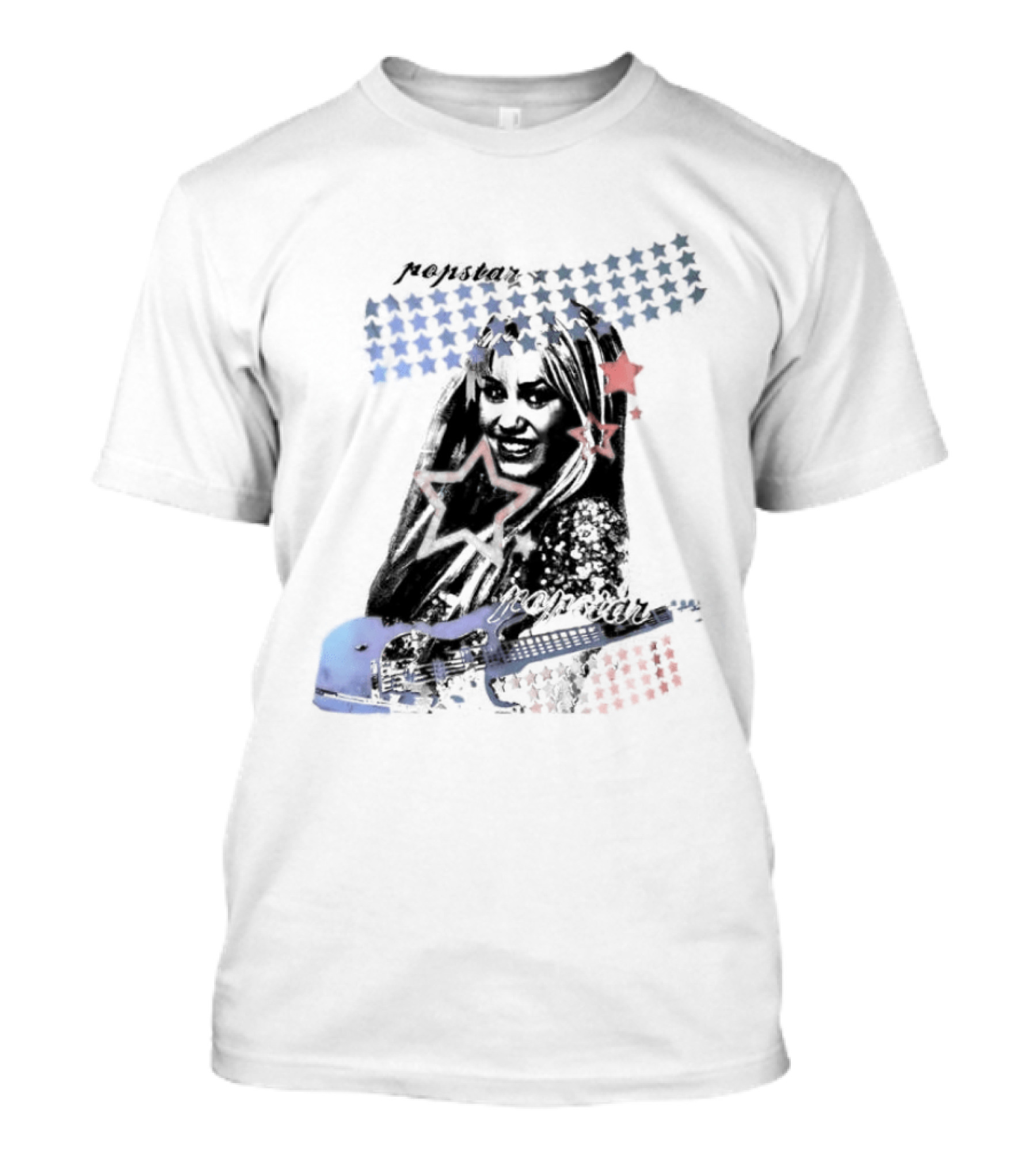 Miley Cyrus Hannah Montana Stars Guitar American Flag T-Shirt
