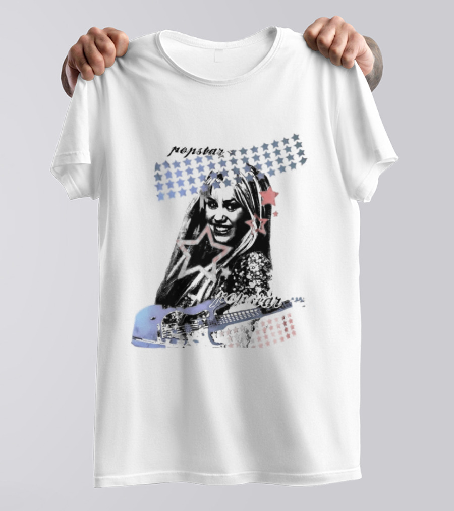 Miley Cyrus Hannah Montana Stars Guitar American Flag T-Shirt