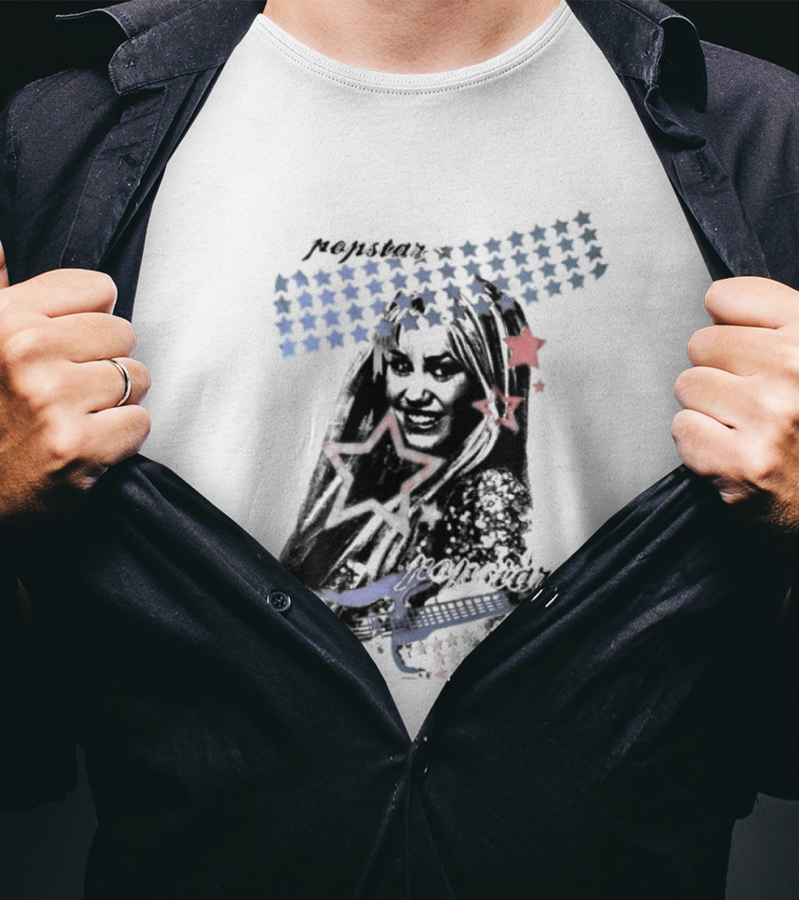 Miley Cyrus Hannah Montana Stars Guitar American Flag T-Shirt