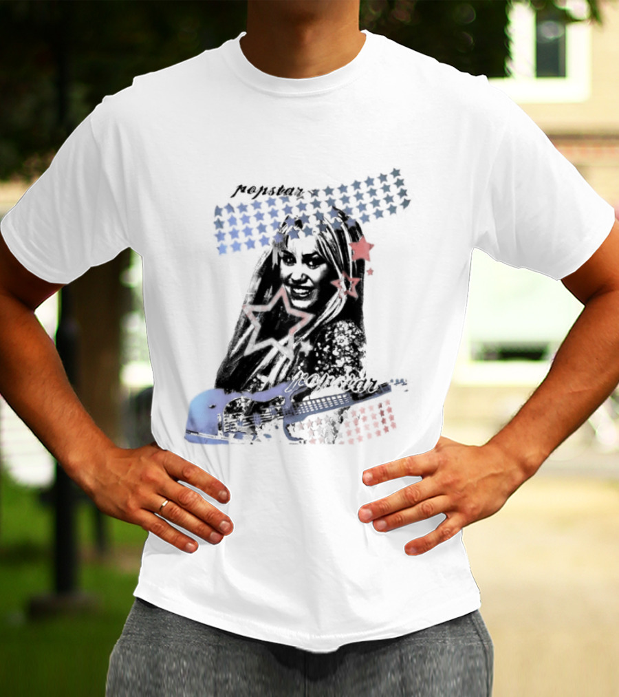 Miley Cyrus Hannah Montana Stars Guitar American Flag T-Shirt