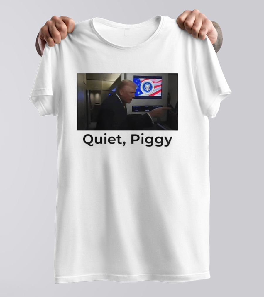 Quiet Piggy Presidential Seal Airplane Scene T-Shirt