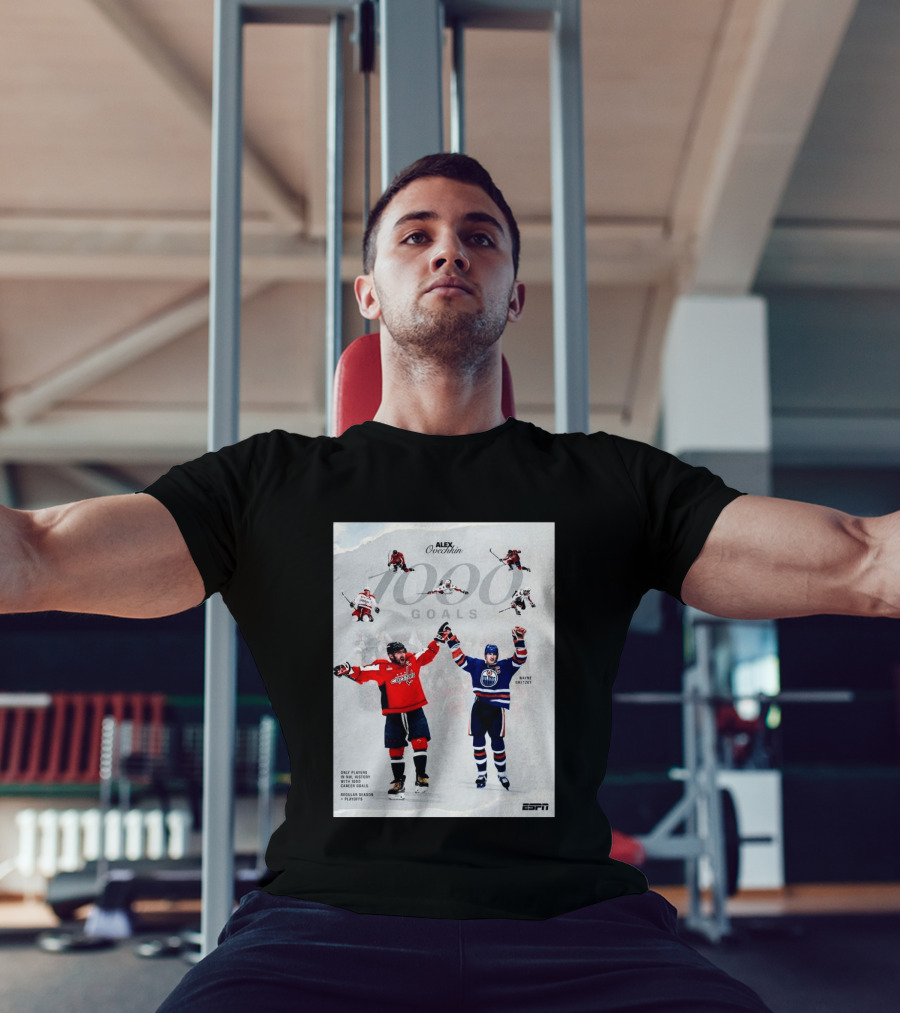 Alex Ovechkin Wayne Gretzky 1000 Goals NHL History ESPN Regular Season Playoffs T-Shirt