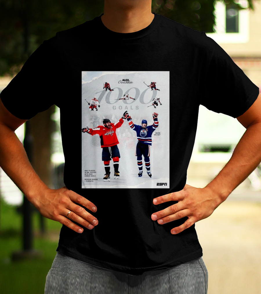 Alex Ovechkin Wayne Gretzky 1000 Goals NHL History ESPN Regular Season Playoffs T-Shirt