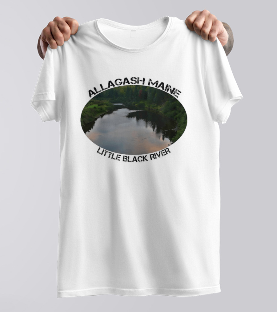 Allagash Maine Little Black River Scenic Photography Oval Frame Landscape T-Shirt