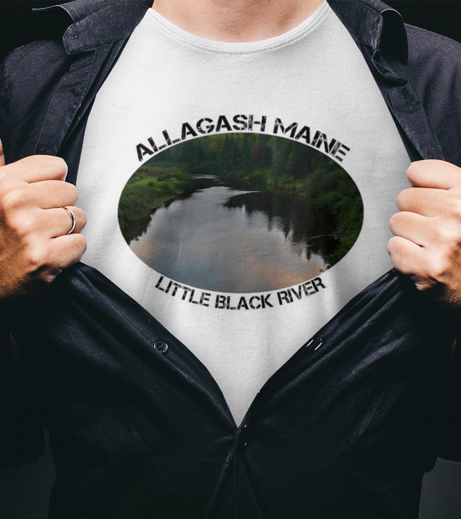 Allagash Maine Little Black River Scenic Photography Oval Frame Landscape T-Shirt