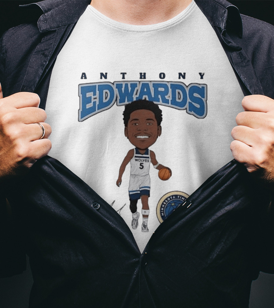 Anthony Edwards Wolves 5 Minnesota Timberwolves Basketball Player T-Shirt