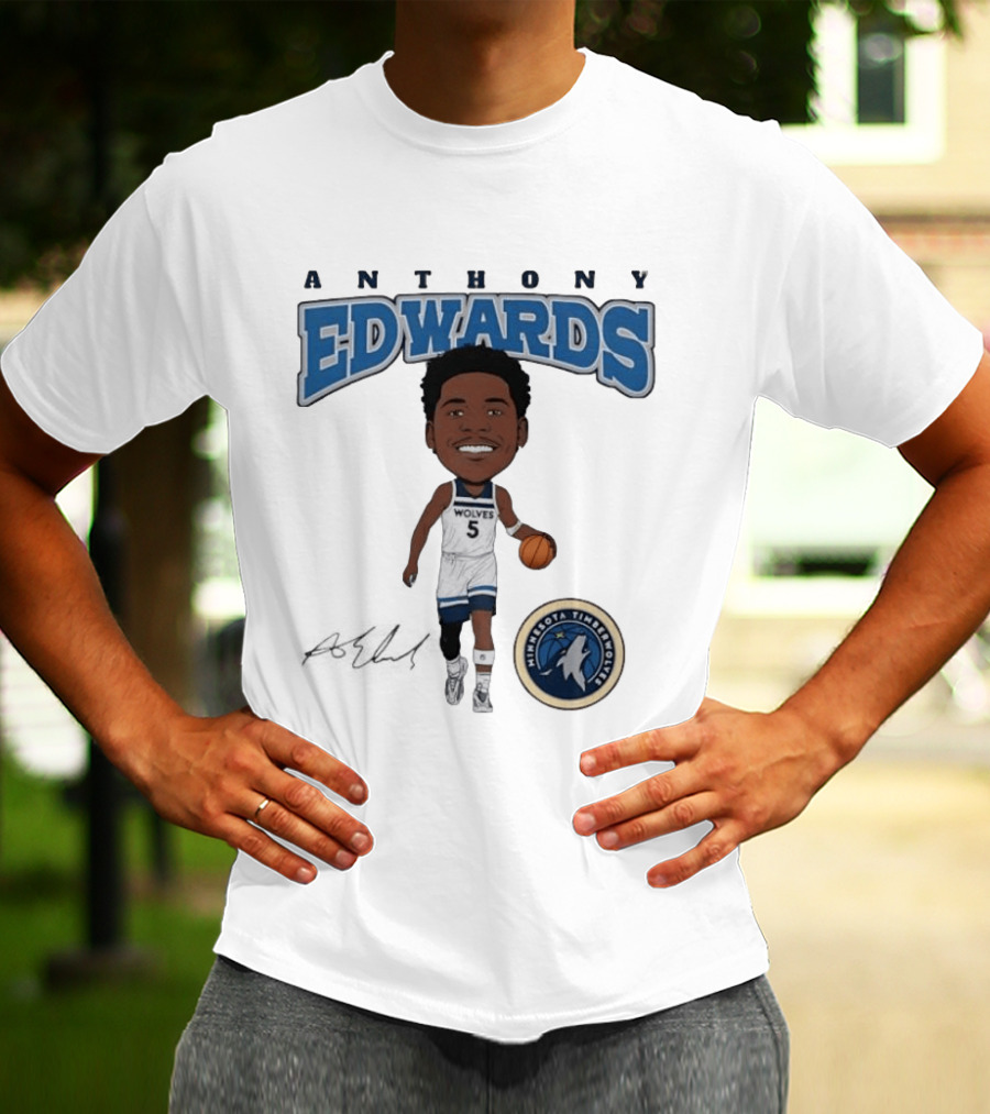 Anthony Edwards Wolves 5 Minnesota Timberwolves Basketball Player T-Shirt