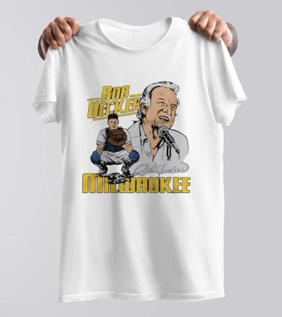 Bob Uecker Milwaukee Catcher Microphone Pose T-Shirt