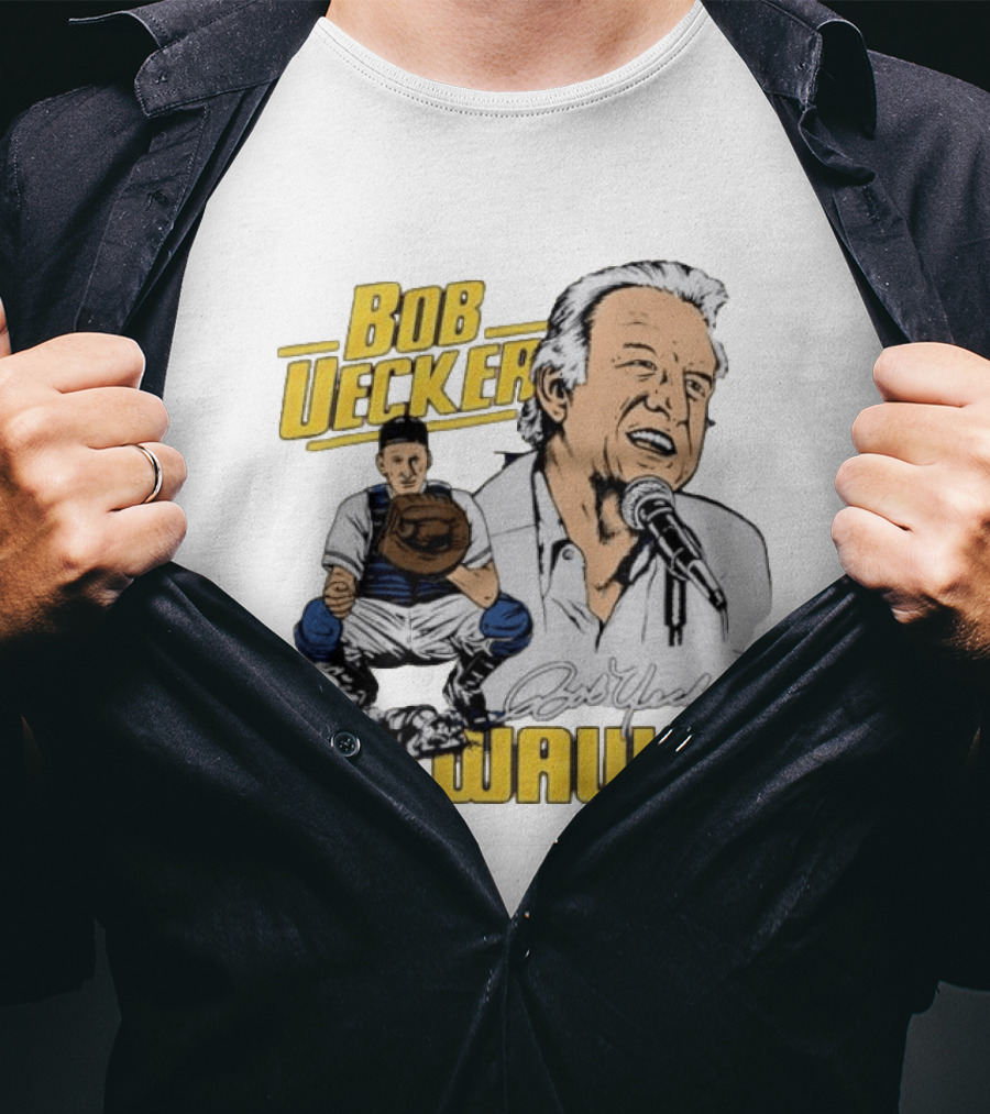 Bob Uecker Milwaukee Catcher Microphone Pose T-Shirt