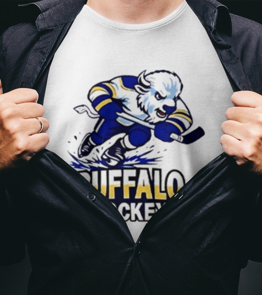 Buffalo Hockey Charging Bison Dynamic Action Sports Team Gear T-Shirt