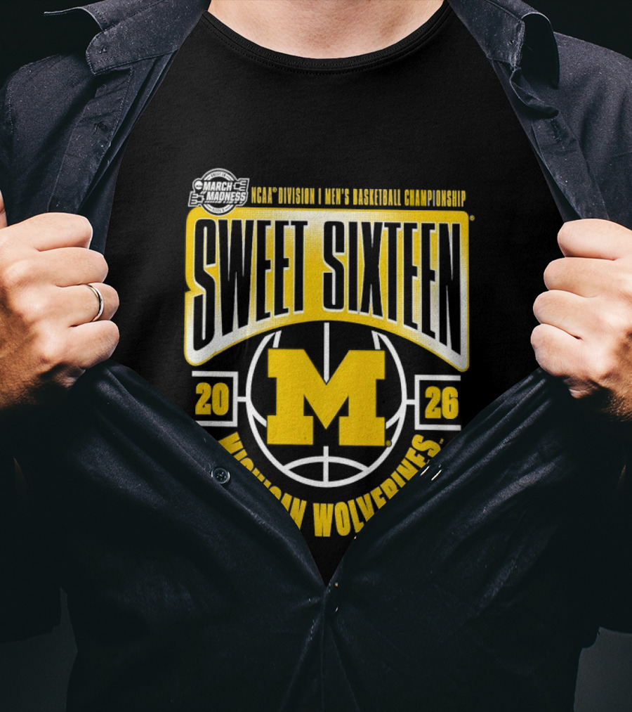 NCAA Men's Basketball Championship Sweet Sixteen 2026 Michigan Wolverines T-Shirt
