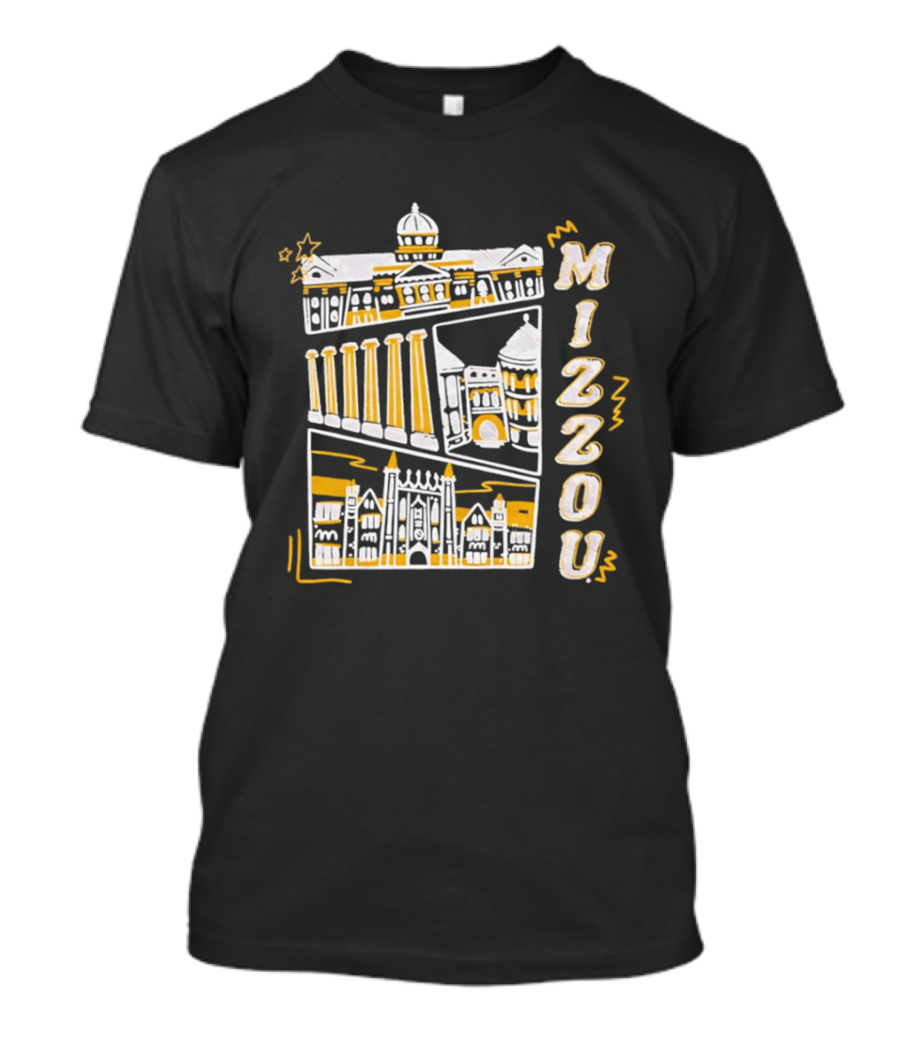 Mizzou University Of Missouri Iconic Columns Campus Architecture Sketch T-Shirt