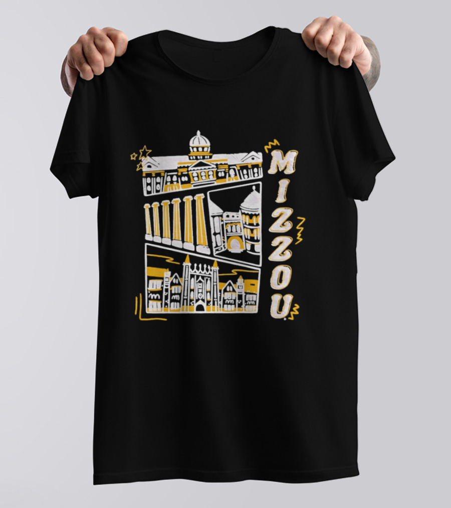 Mizzou University Of Missouri Iconic Columns Campus Architecture Sketch T-Shirt