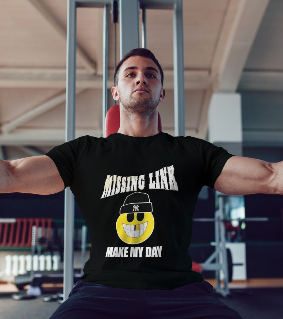 New York Yankees Missing Link Make My Day Smiley Face T-Shirt